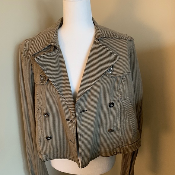 NWOT Millard Fillmore striped cropped casual coat - Picture 3 of 8